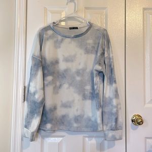 SHEIN Gray & White Tye-Dye Lightweight Pullover Sweatshirt, Size Large